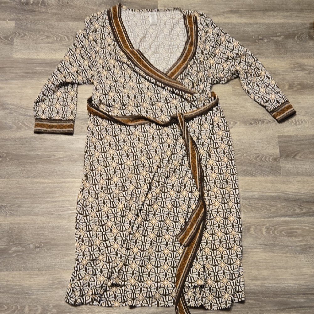 Vintage Avon Medallion Print Wrap Dress 1X